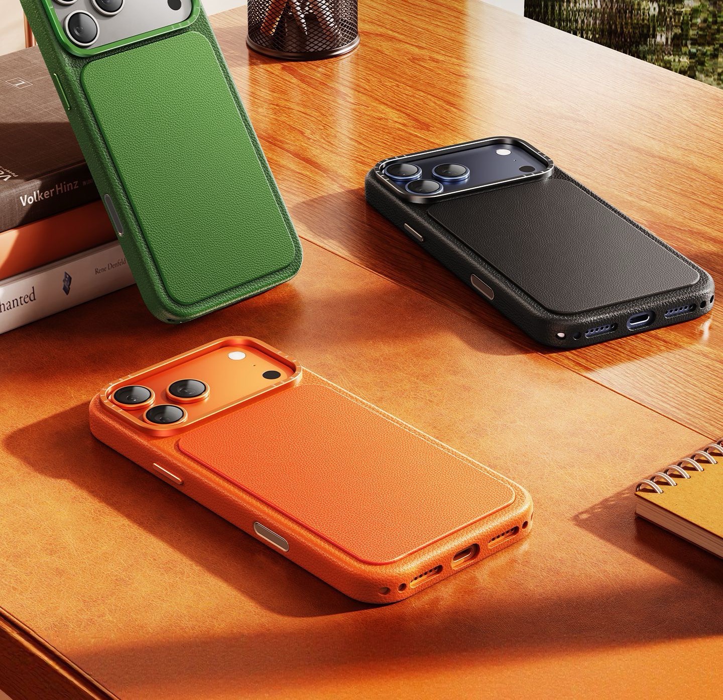 Compatible with Apple 17 series premium cowhide full-coverage shockproof magnetic phone case