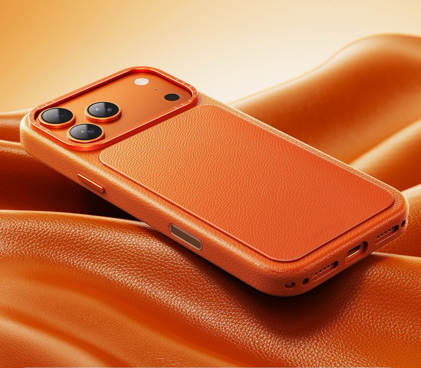 Compatible with Apple 17 series premium cowhide full-coverage shockproof magnetic phone case