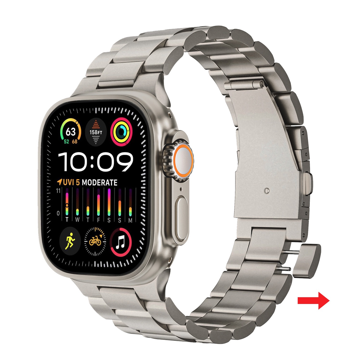 Suitable for Apple Watch bands metal S9 quick-release three-link stainless steel 42/46/38/40/41/44/45/49mm Series 11 10 9 8 7 6 5 4 SE/Ultra 3-MGD CASE