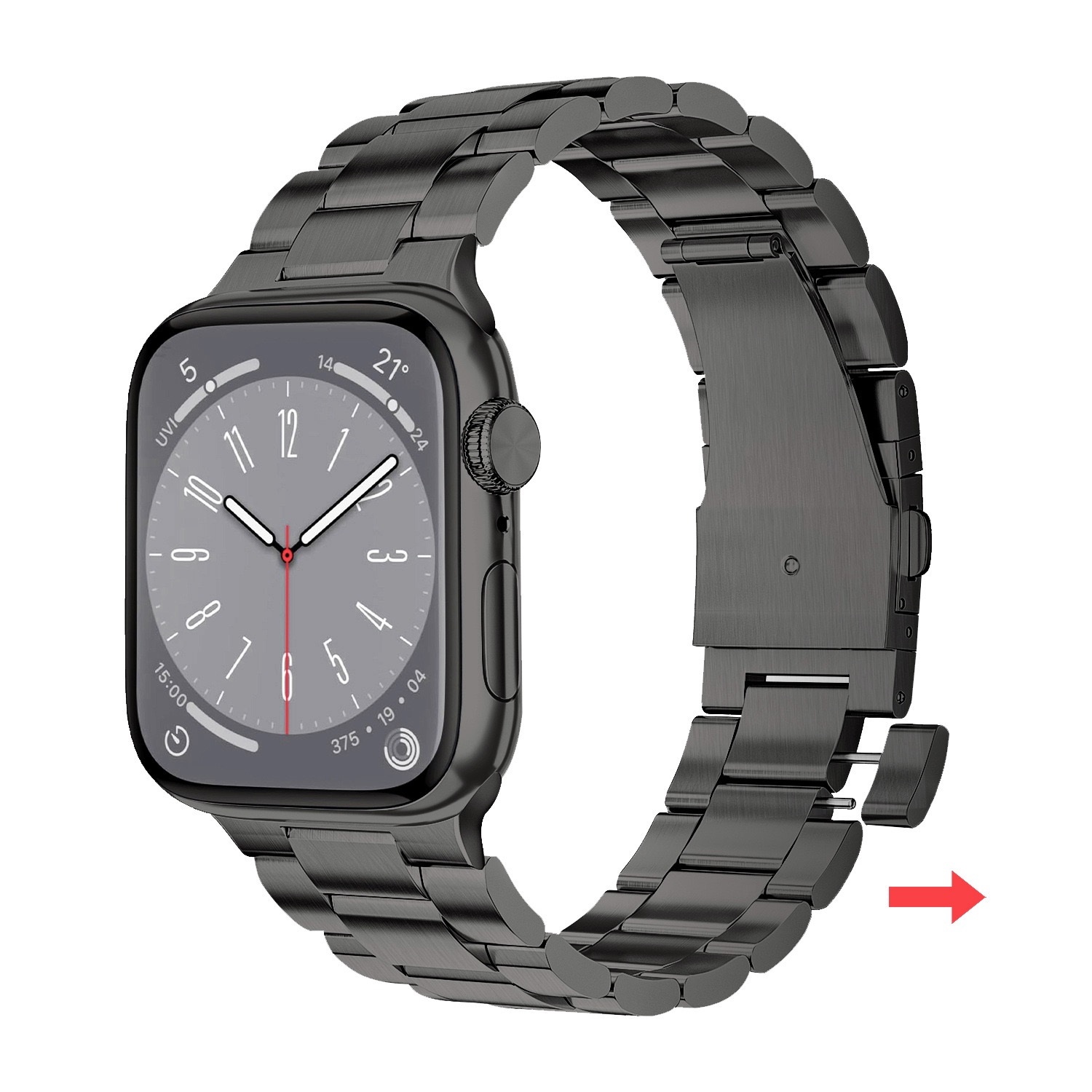 Suitable for Apple Watch bands metal S9 quick-release three-link stainless steel 42/46/38/40/41/44/45/49mm Series 11 10 9 8 7 6 5 4 SE/Ultra 3-MGD CASE