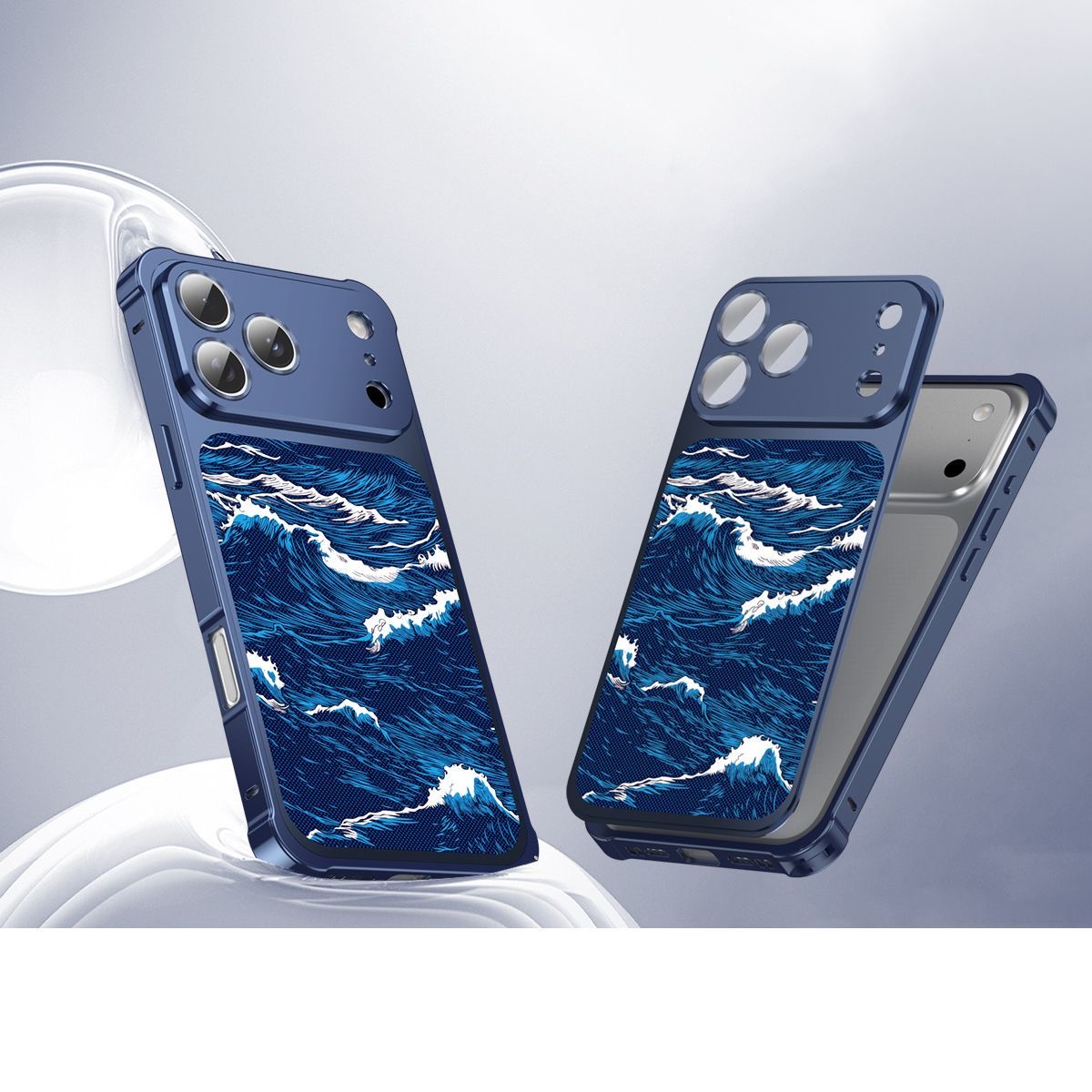 Business-style wave-patterned Kevlar embossed magnetic phone case