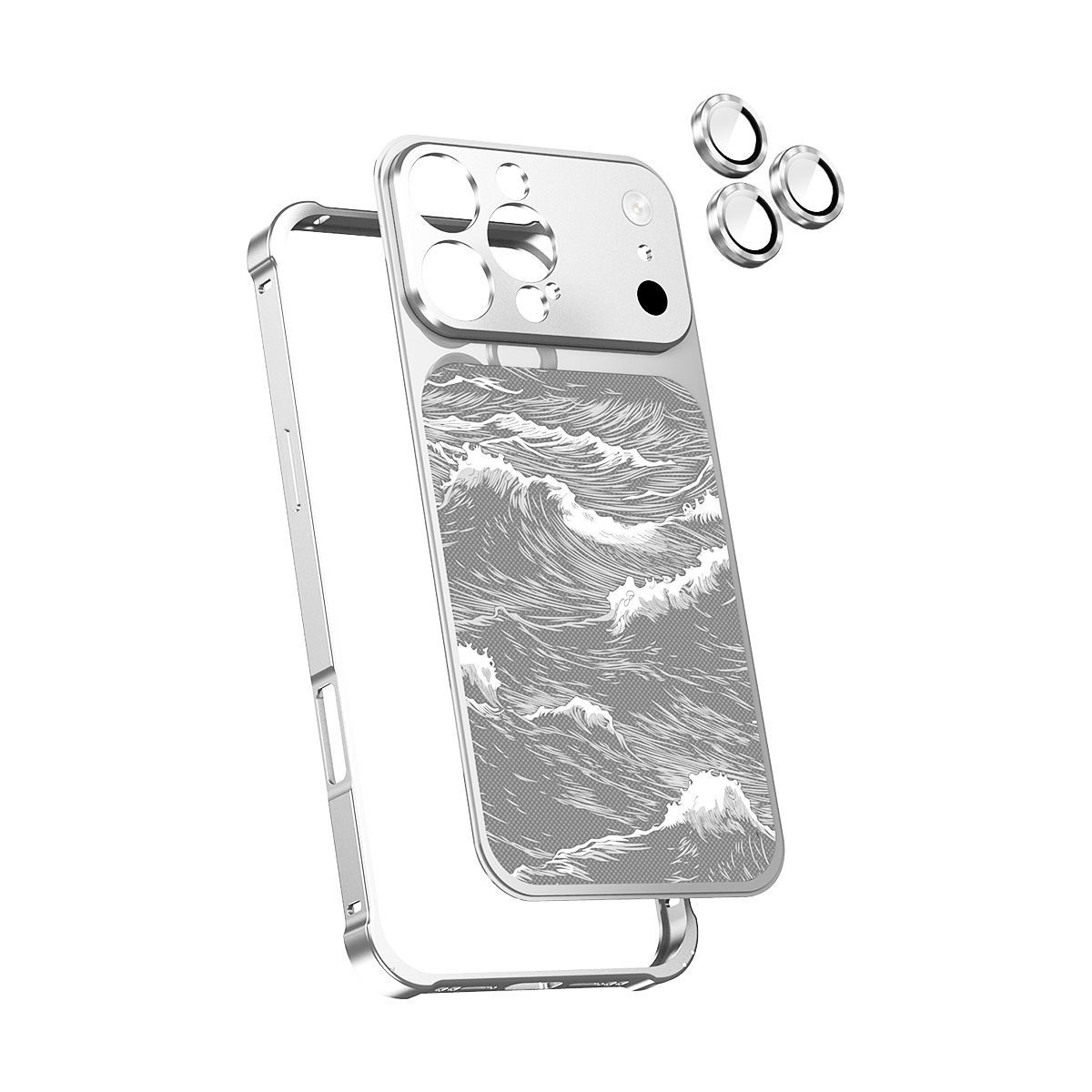 Business-style wave-patterned Kevlar embossed magnetic phone case