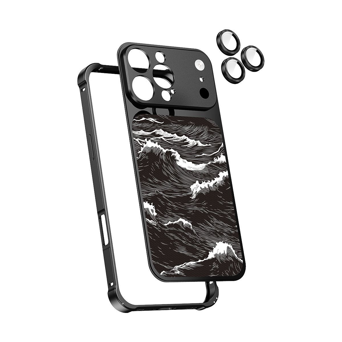 Business-style wave-patterned Kevlar embossed magnetic phone case