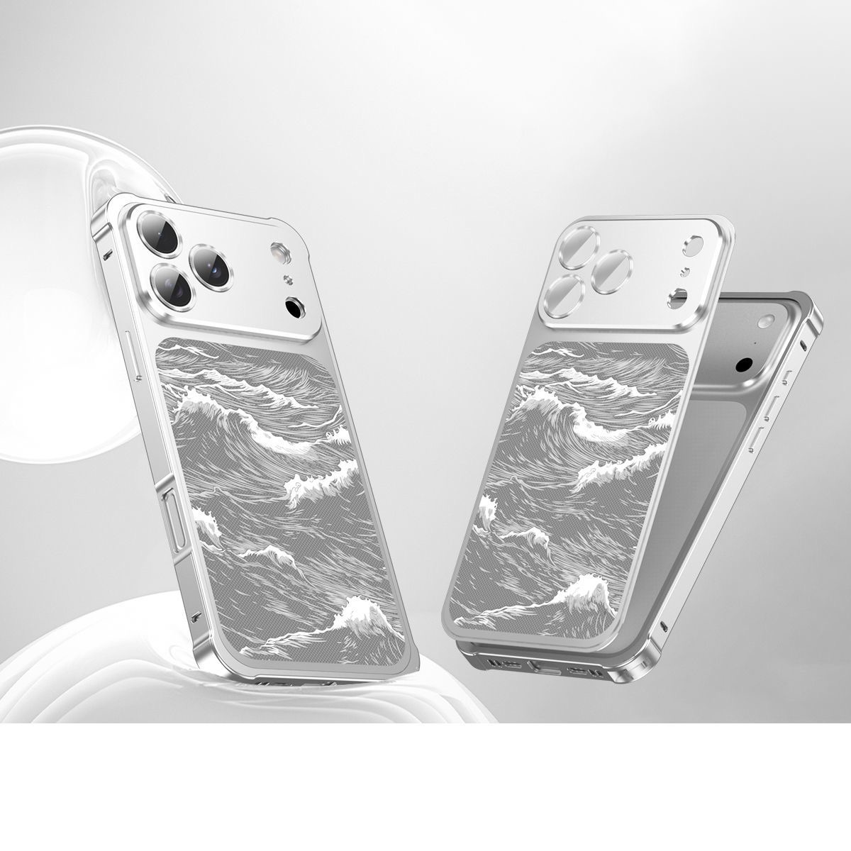 Business-style wave-patterned Kevlar embossed magnetic phone case