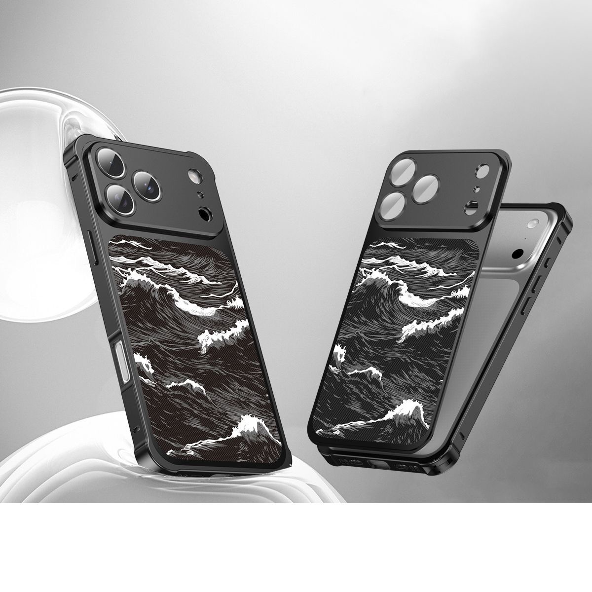 Business-style wave-patterned Kevlar embossed magnetic phone case