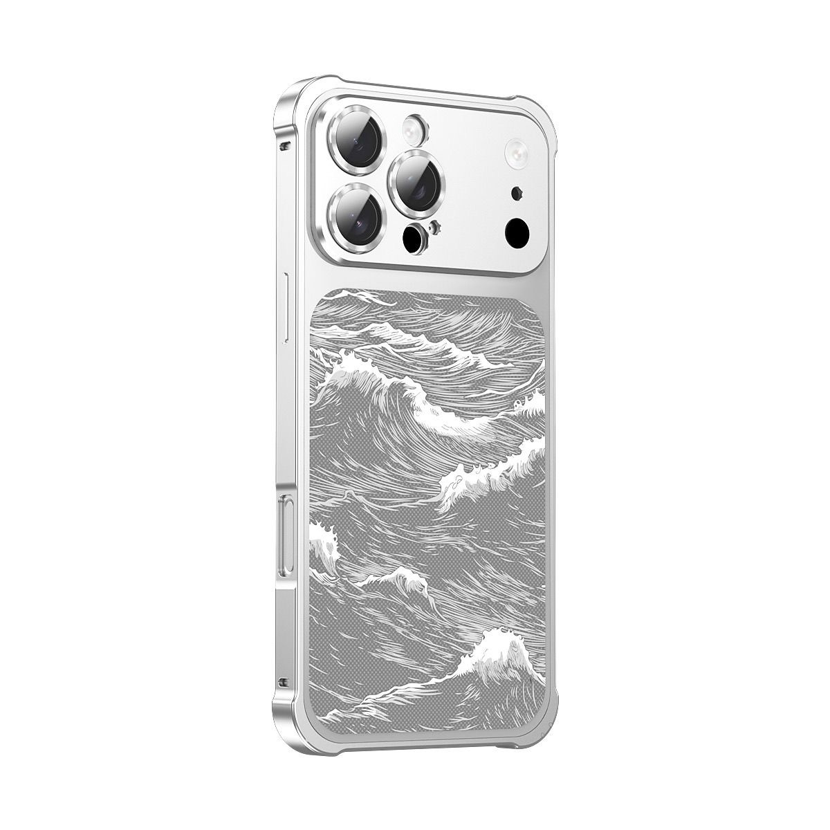 Business-style wave-patterned Kevlar embossed magnetic phone case