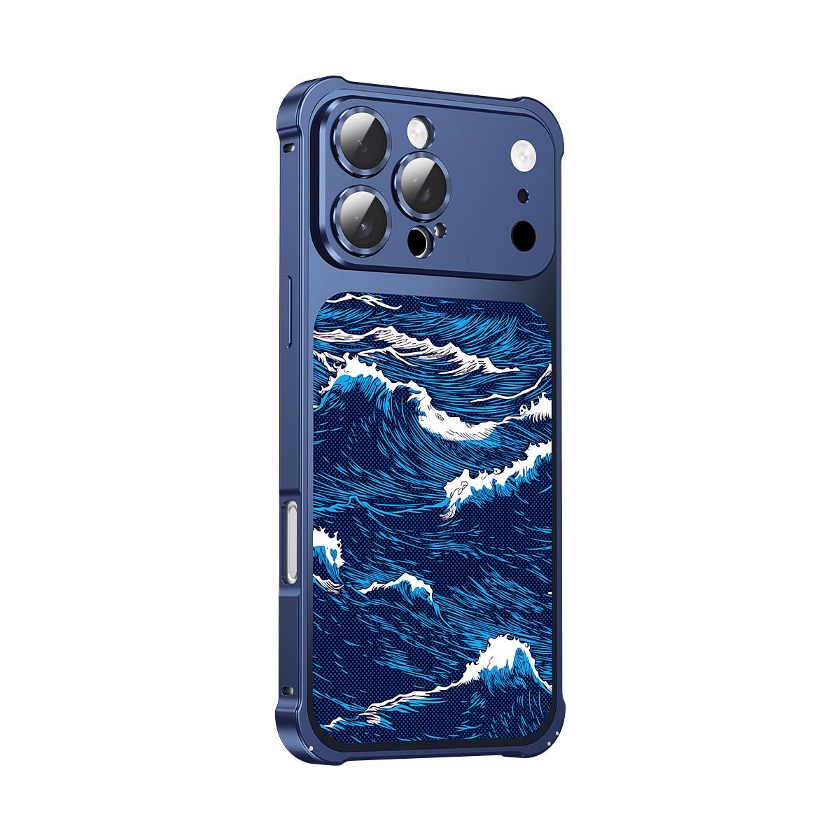 Business-style wave-patterned Kevlar embossed magnetic phone case