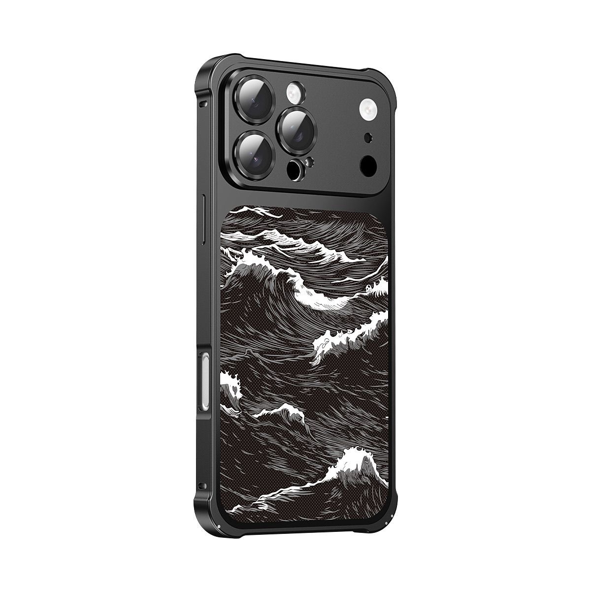 Business-style wave-patterned Kevlar embossed magnetic phone case