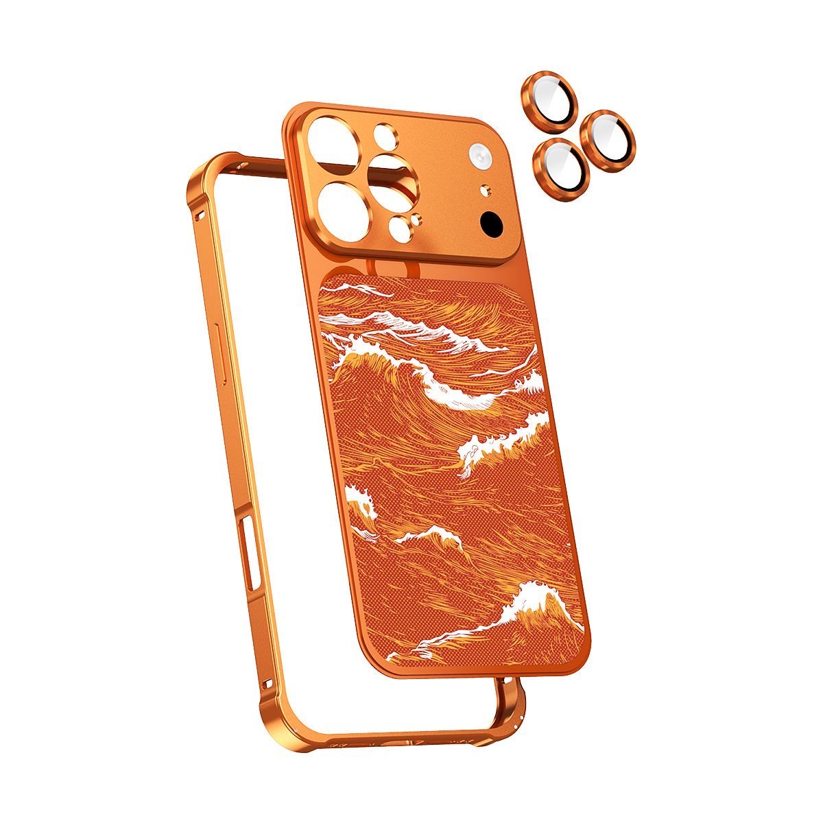 Business-style wave-patterned Kevlar embossed magnetic phone case