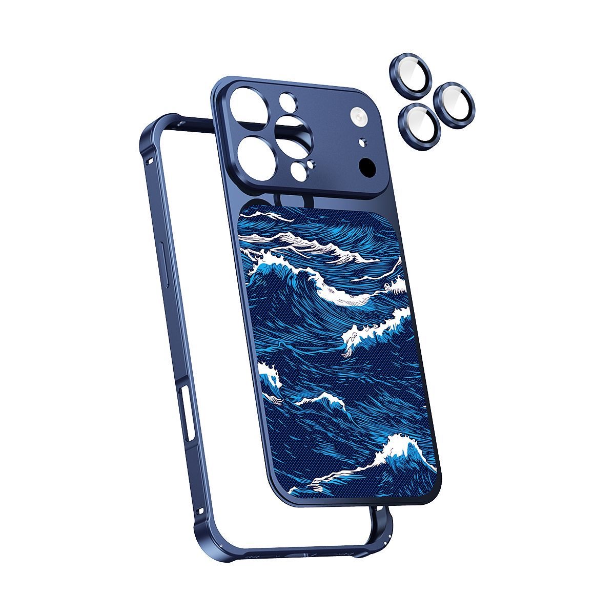 Business-style wave-patterned Kevlar embossed magnetic phone case