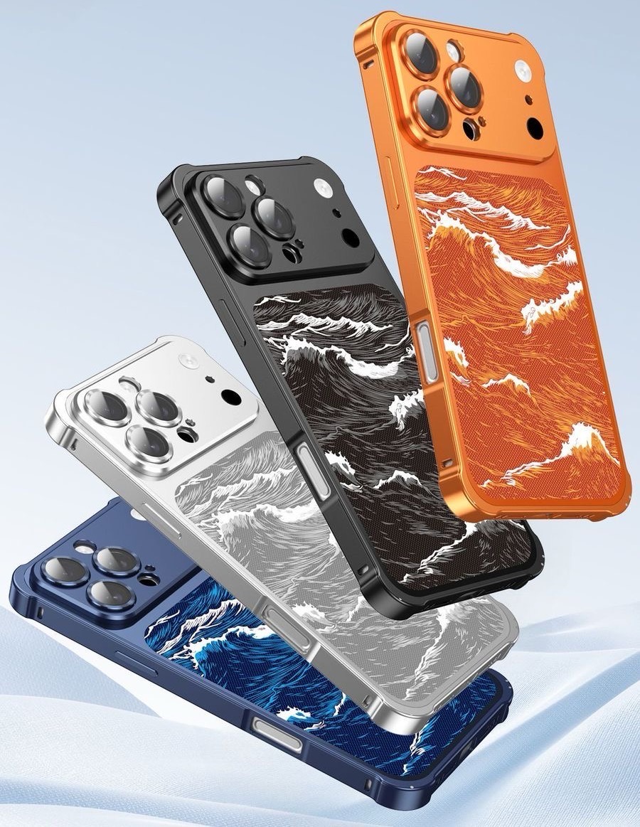 Business-style wave-patterned Kevlar embossed magnetic phone case