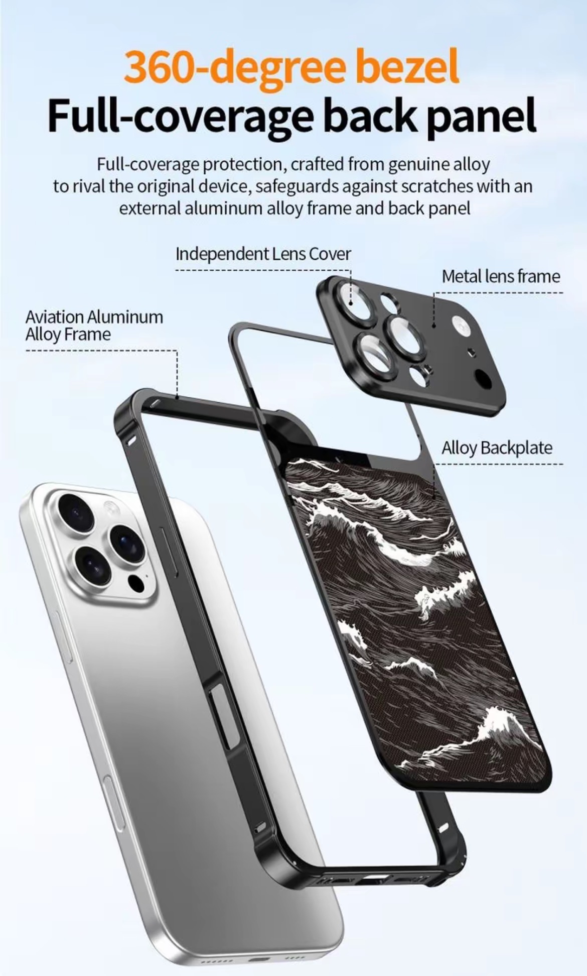 Business-style wave-patterned Kevlar embossed magnetic phone case
