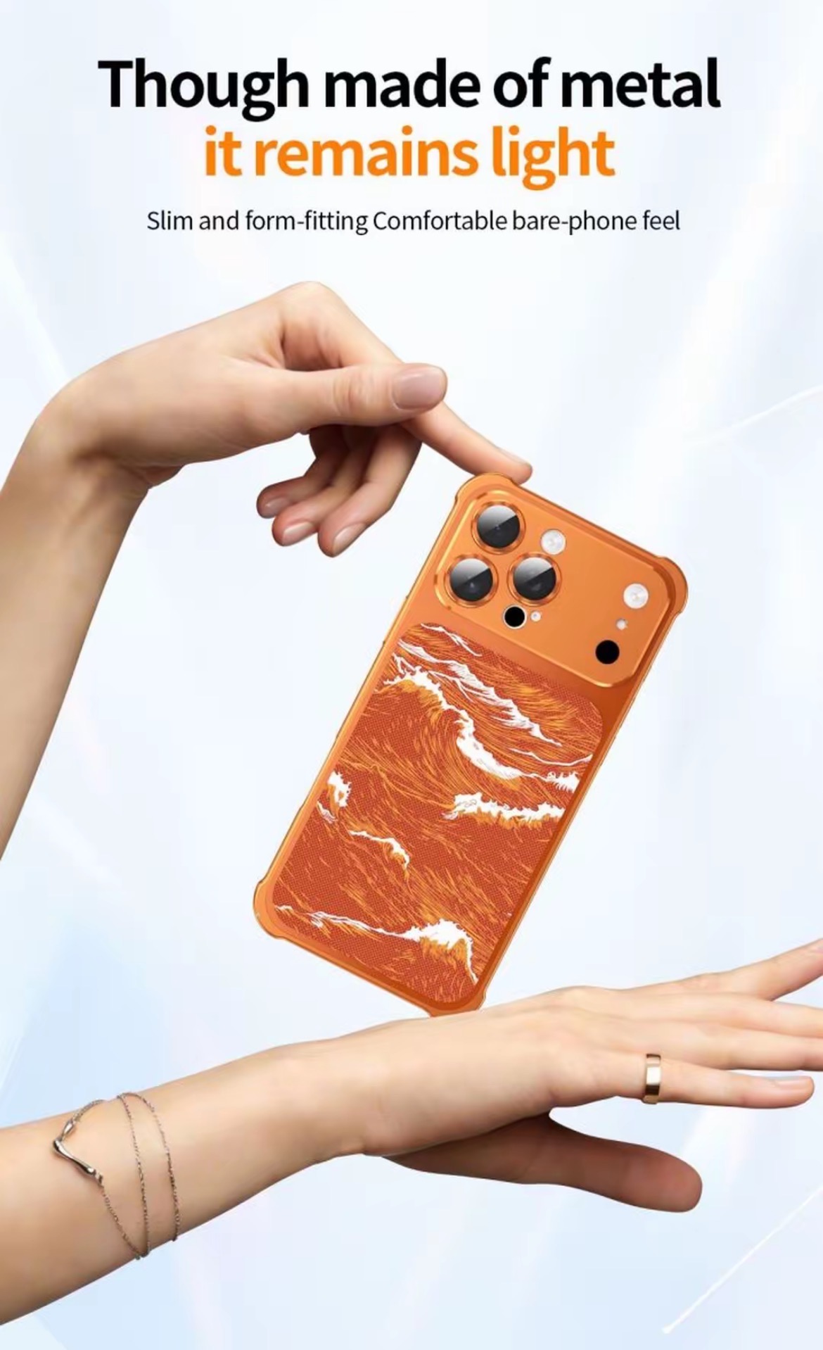 Business-style wave-patterned Kevlar embossed magnetic phone case