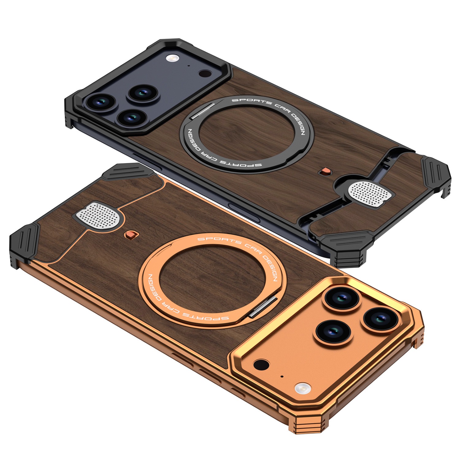 Unique new metal snap-on frameless rotating stand magnetic phone case