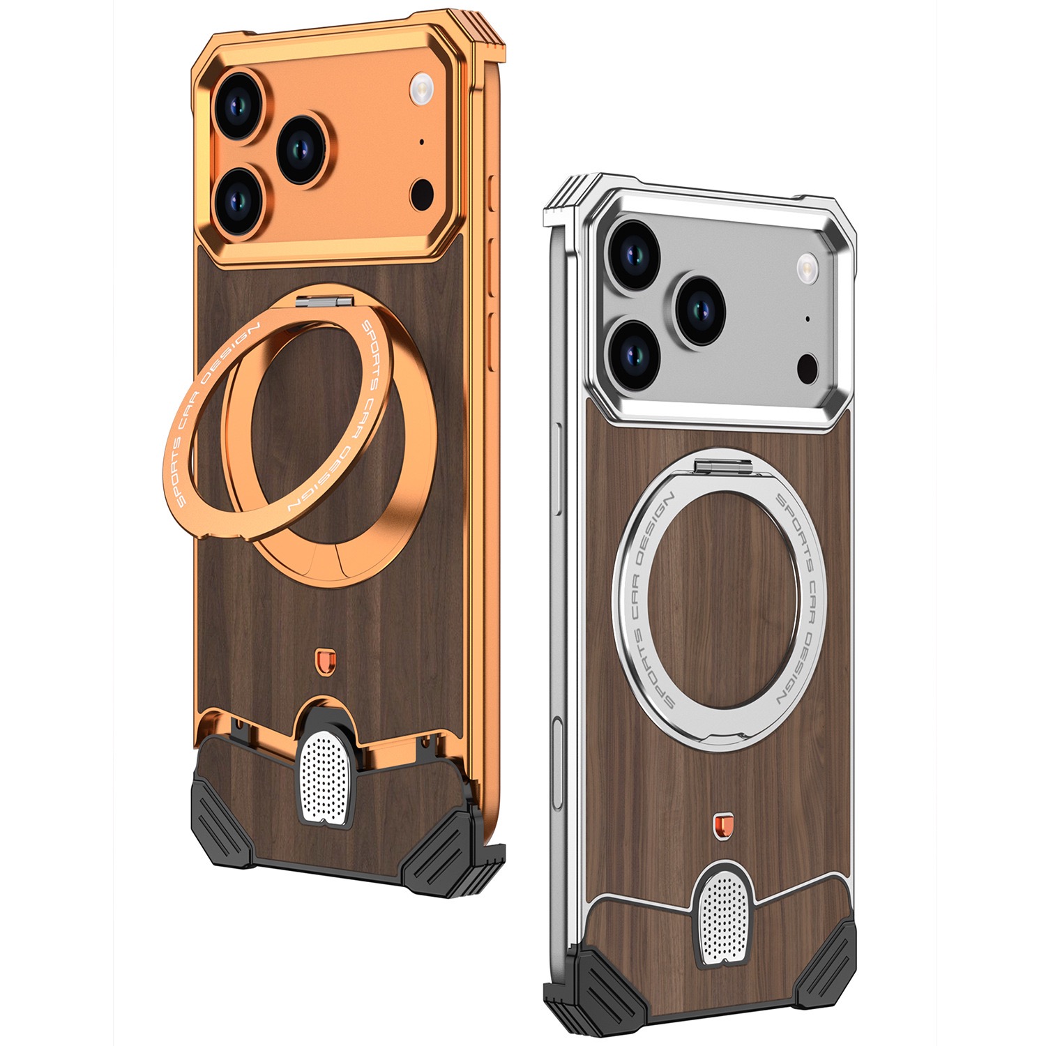 Unique new metal snap-on frameless rotating stand magnetic phone case