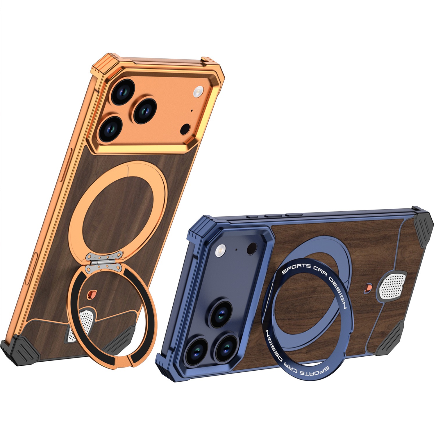 Unique new metal snap-on frameless rotating stand magnetic phone case
