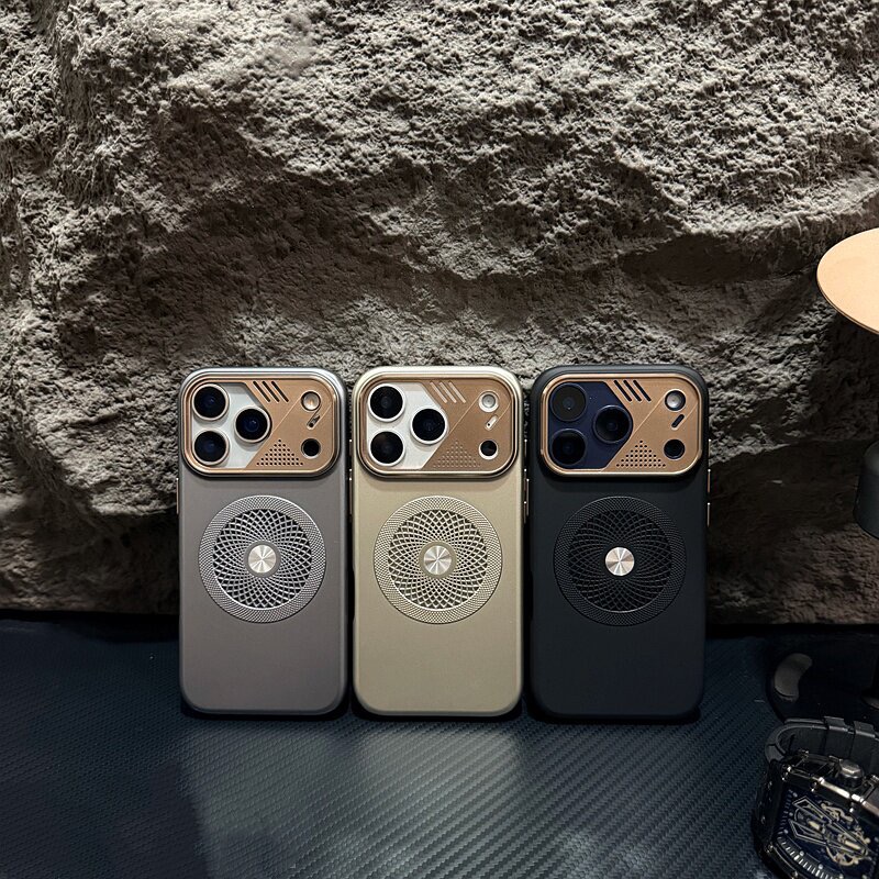 Mecha-style cooling magnetic frosted phone case