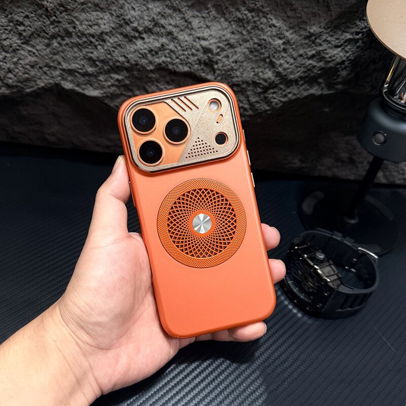 Mecha-style cooling magnetic frosted phone case