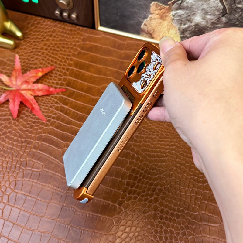 Limited Edition Year of the Horse Compass Metal Walnut Wood Rotating Stand Phone Case