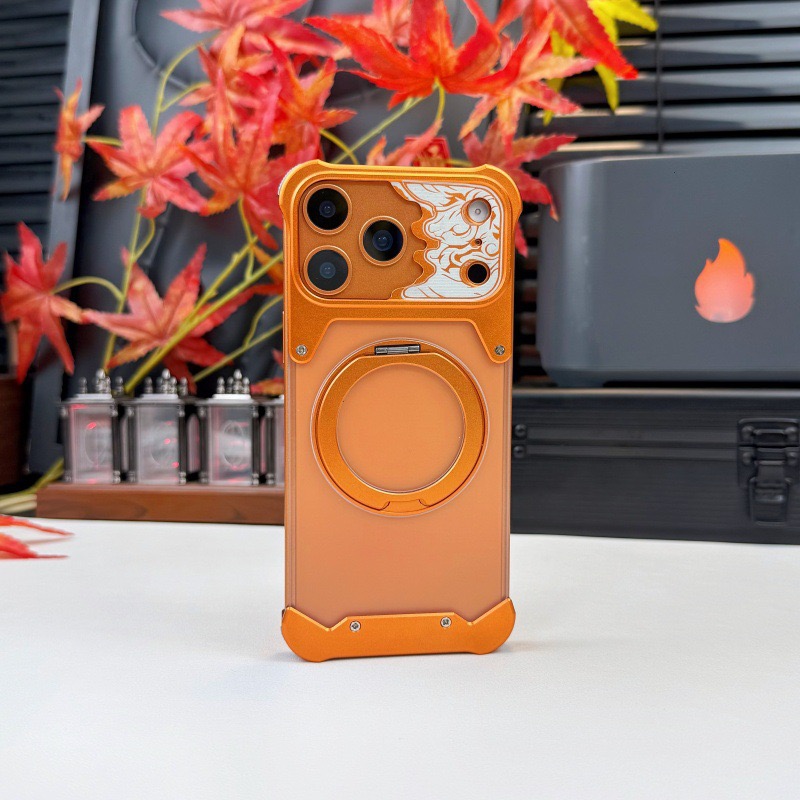 Limited Edition Metal Transparent Back Panel Rotating Stand Phone Case for the Year of the Horse
