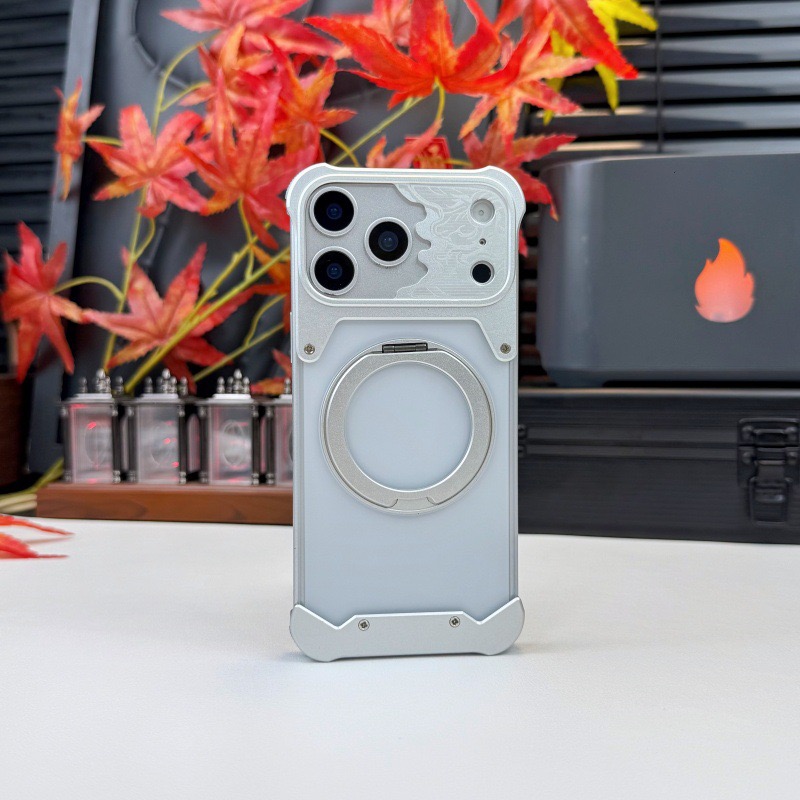Limited Edition Metal Transparent Back Panel Rotating Stand Phone Case for the Year of the Horse