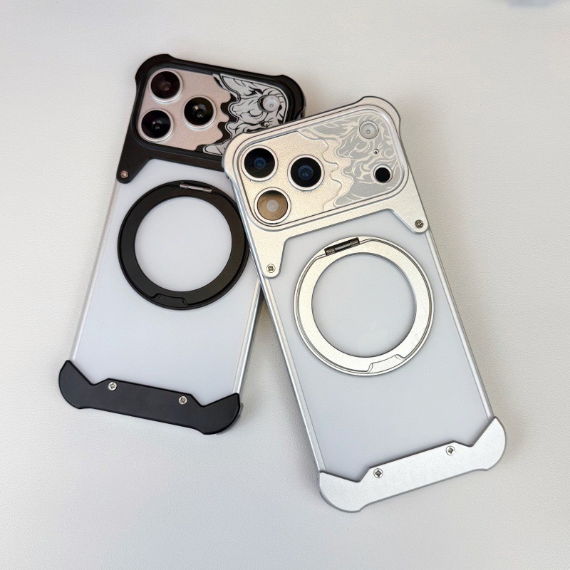 Limited Edition Metal Transparent Back Panel Rotating Stand Phone Case for the Year of the Horse