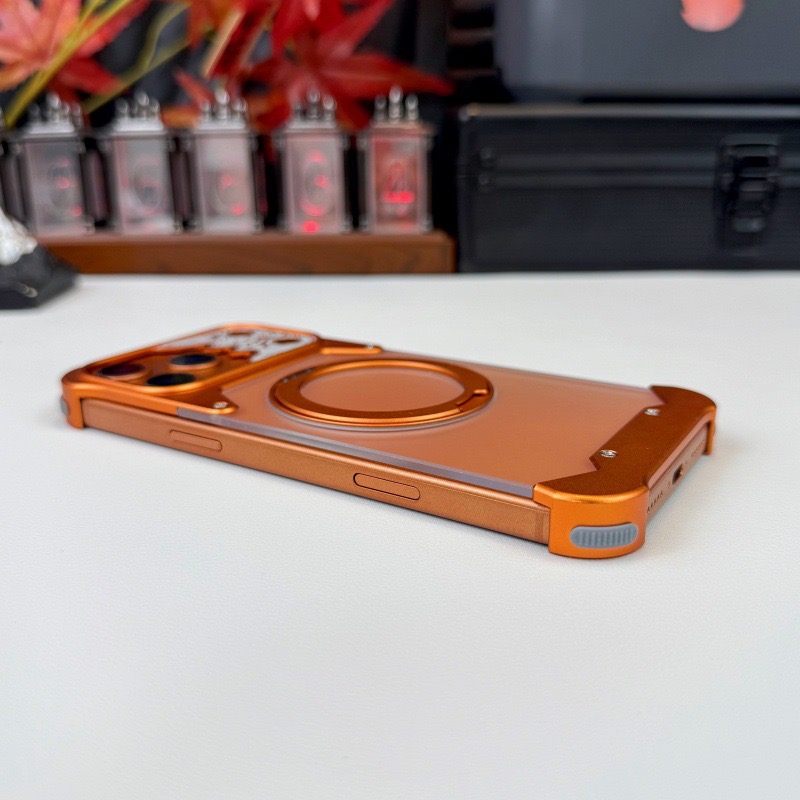 Limited Edition Metal Transparent Back Panel Rotating Stand Phone Case for the Year of the Horse