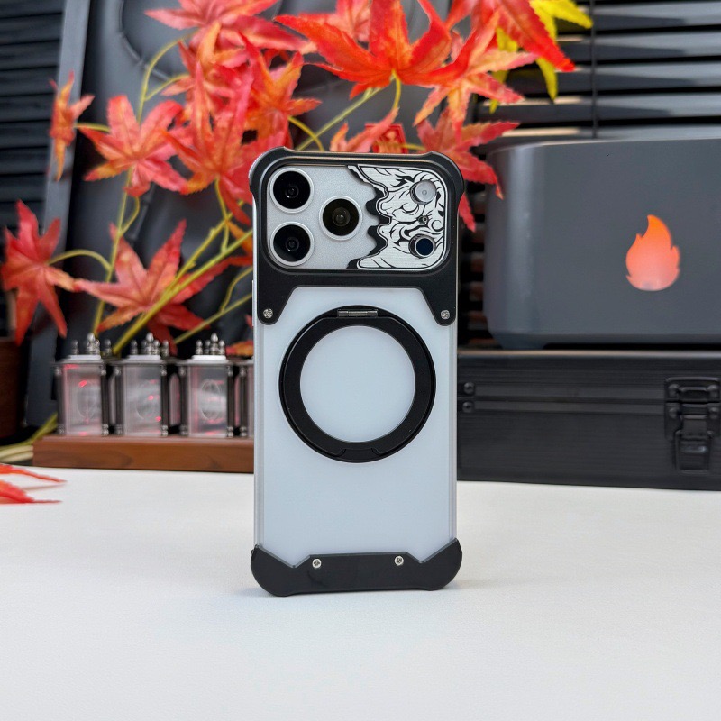 Limited Edition Metal Transparent Back Panel Rotating Stand Phone Case for the Year of the Horse
