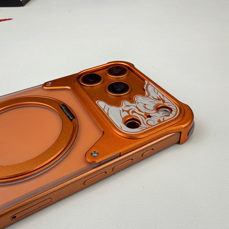 Limited Edition Metal Transparent Back Panel Rotating Stand Phone Case for the Year of the Horse
