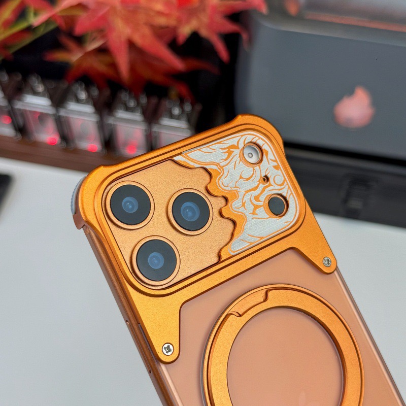 Limited Edition Metal Transparent Back Panel Rotating Stand Phone Case for the Year of the Horse