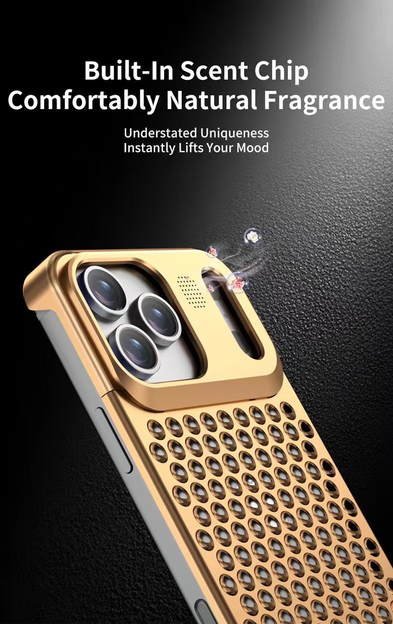Creative Fragrance heat dissipation metal snap phone case