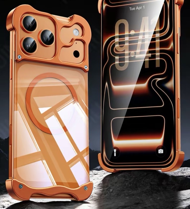 Metal irregular shape magnetic hollow aluminum alloy heat dissipation phone case