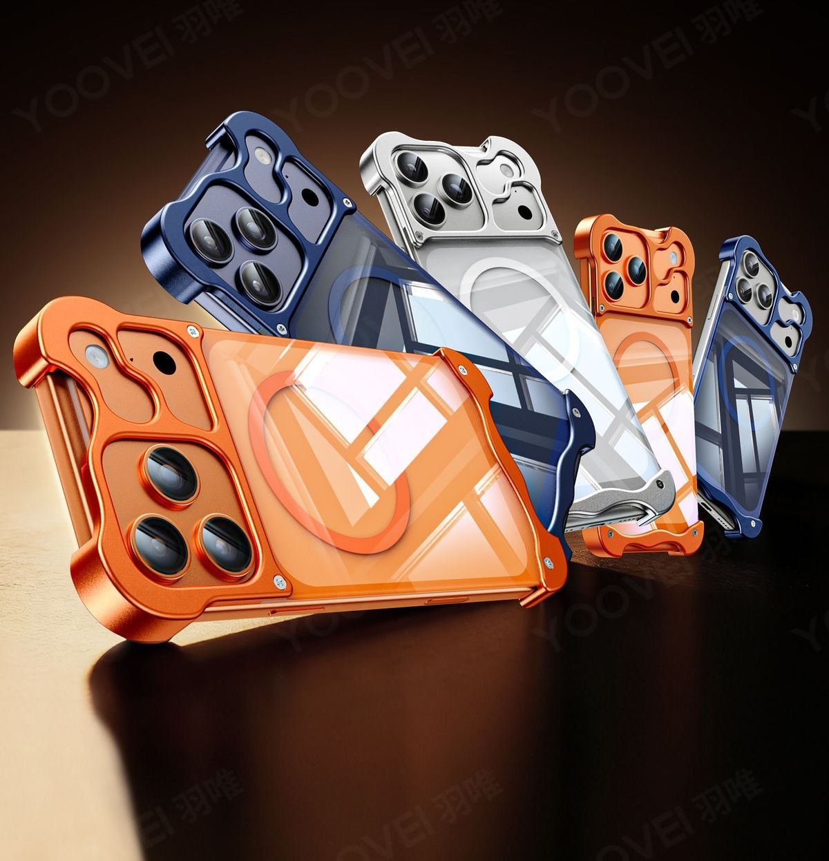 Metal irregular shape magnetic hollow aluminum alloy heat dissipation phone case