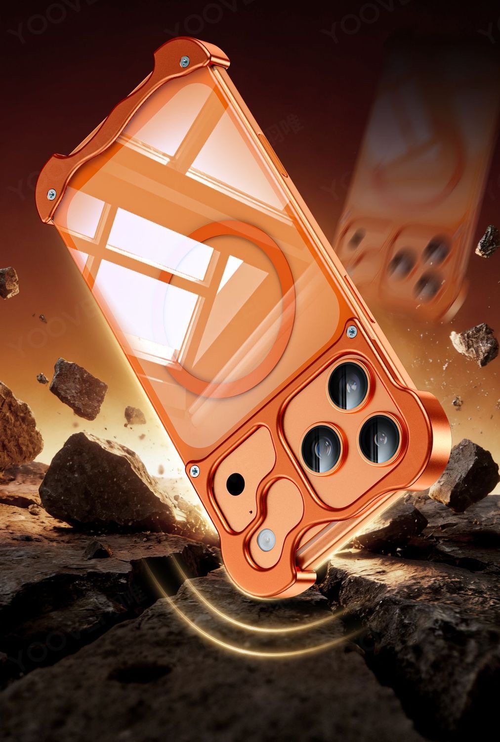 Metal irregular shape magnetic hollow aluminum alloy heat dissipation phone case