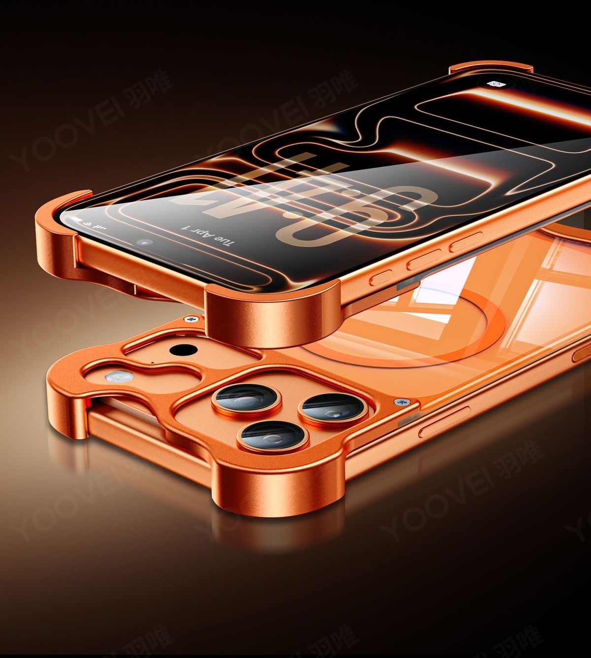 Metal irregular shape magnetic hollow aluminum alloy heat dissipation phone case