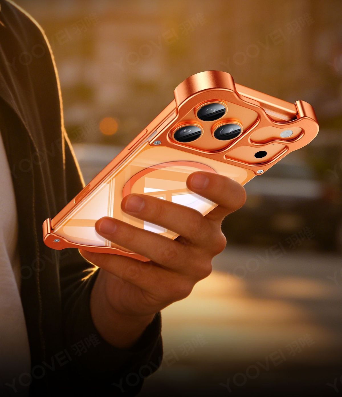 Metal irregular shape magnetic hollow aluminum alloy heat dissipation phone case