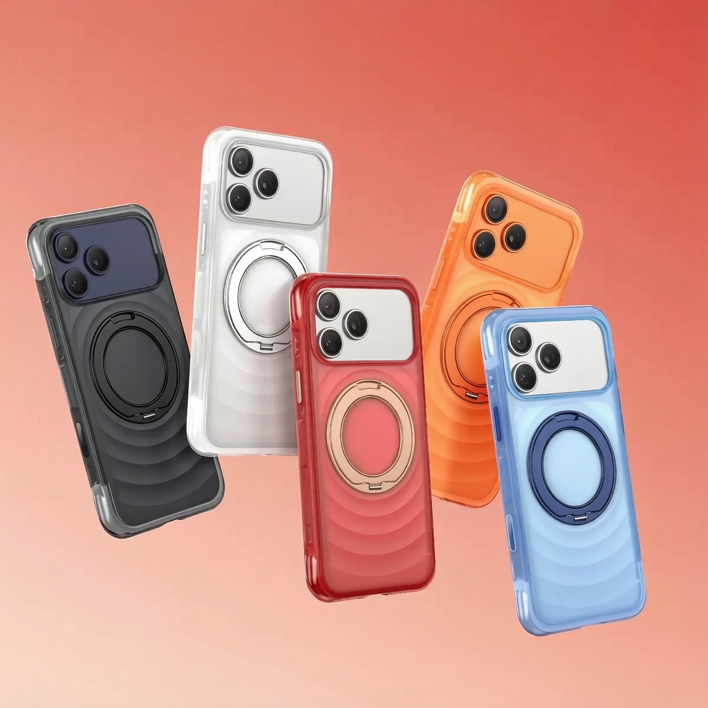 Wavy pattern airbag anti-drop stand magnetic phone case