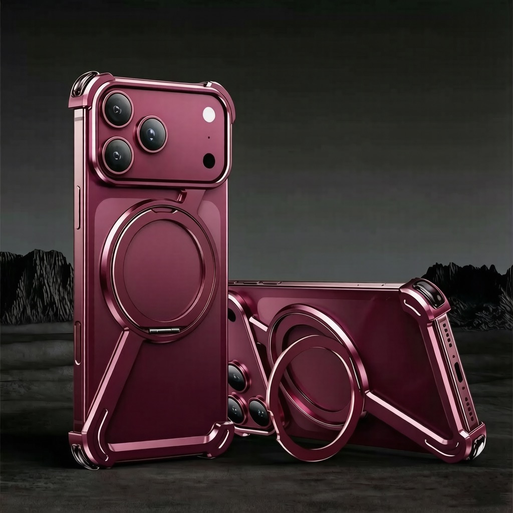 Creative Heat dissipation Z-shaped Metal Rotating Stand Magnetic Phone Case