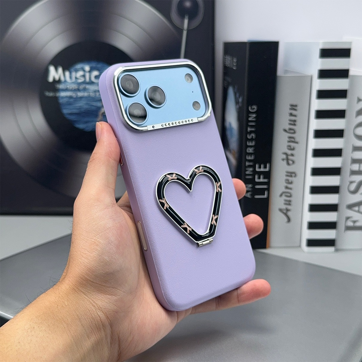 Leather Heart-Shaped Stand Anti-Drop Phone Case