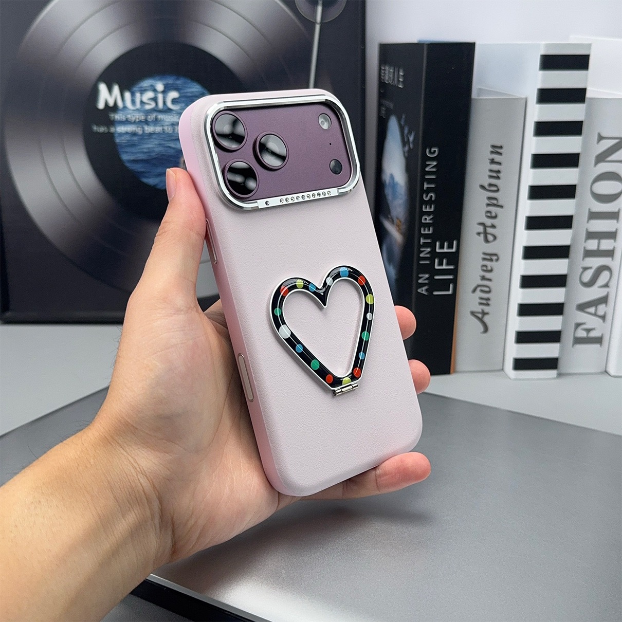 Leather Heart-Shaped Stand Anti-Drop Phone Case