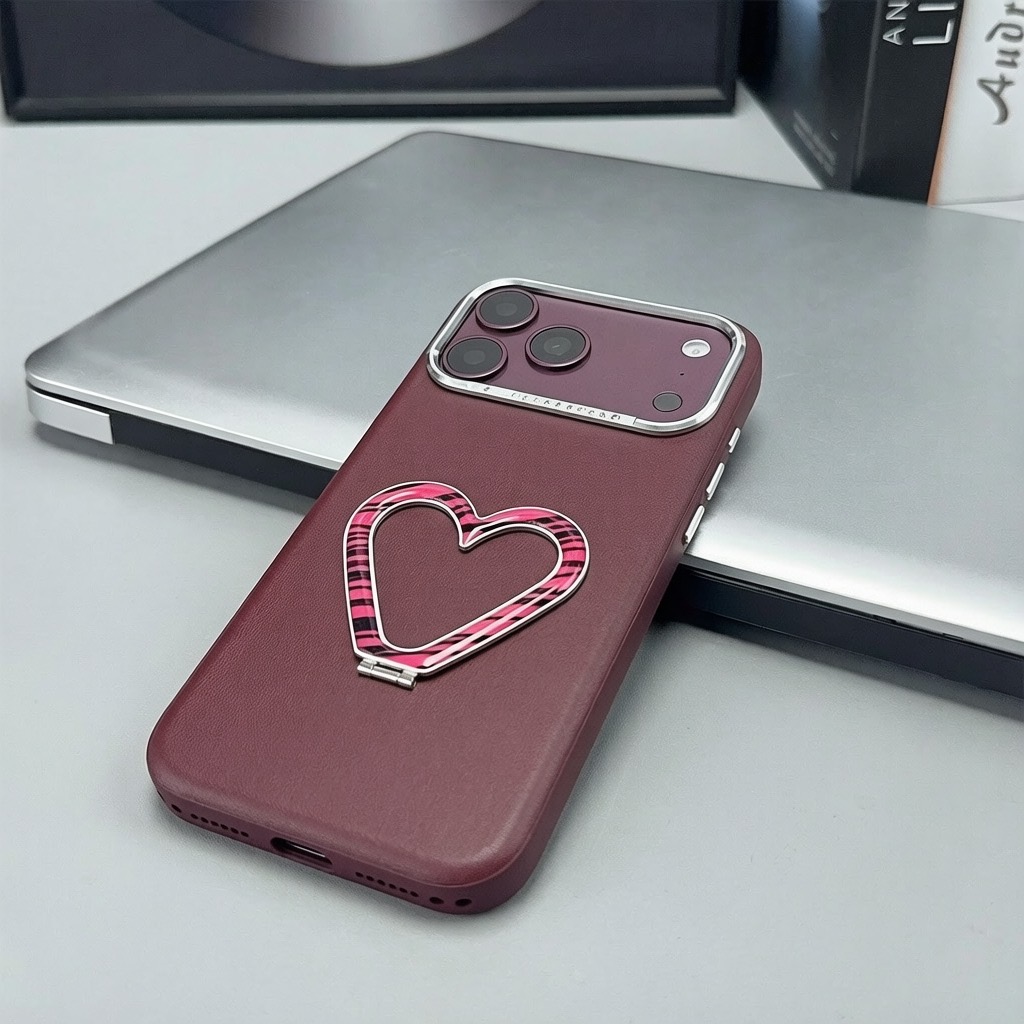 Leather Heart-Shaped Stand Anti-Drop Phone Case