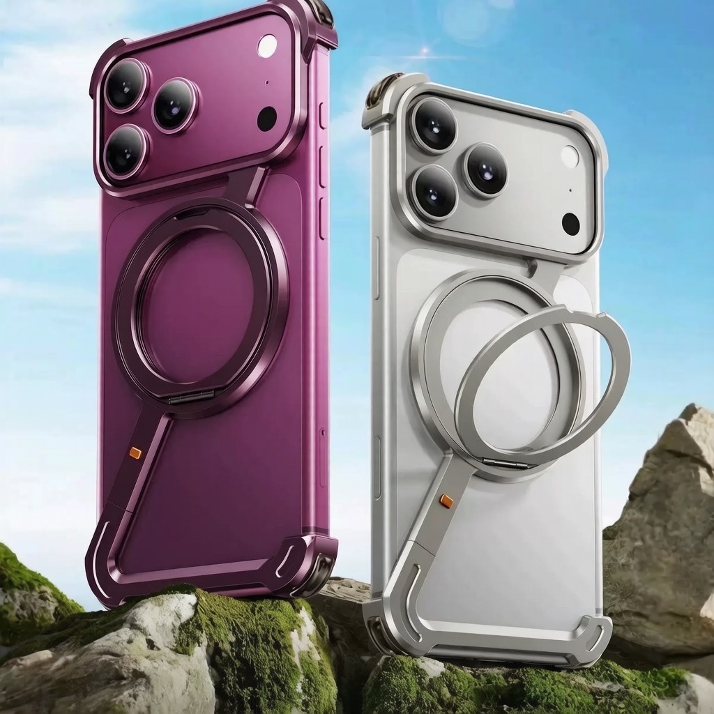 Creative Heat dissipation Z-shaped Metal Rotating Stand Magnetic Phone Case