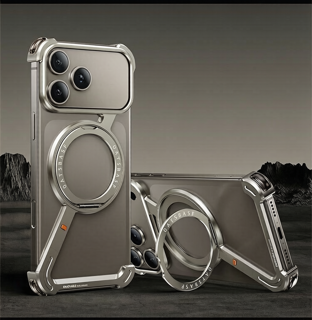 Creative Heat dissipation Z-shaped Metal Rotating Stand Magnetic Phone Case