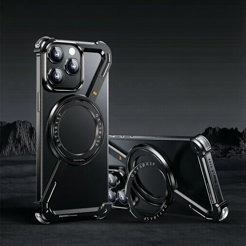 Creative Heat dissipation Z-shaped Metal Rotating Stand Magnetic Phone Case