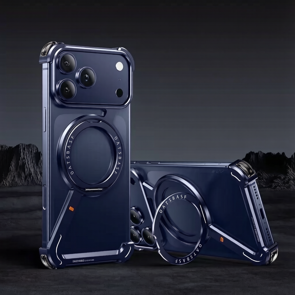 Creative Heat dissipation Z-shaped Metal Rotating Stand Magnetic Phone Case