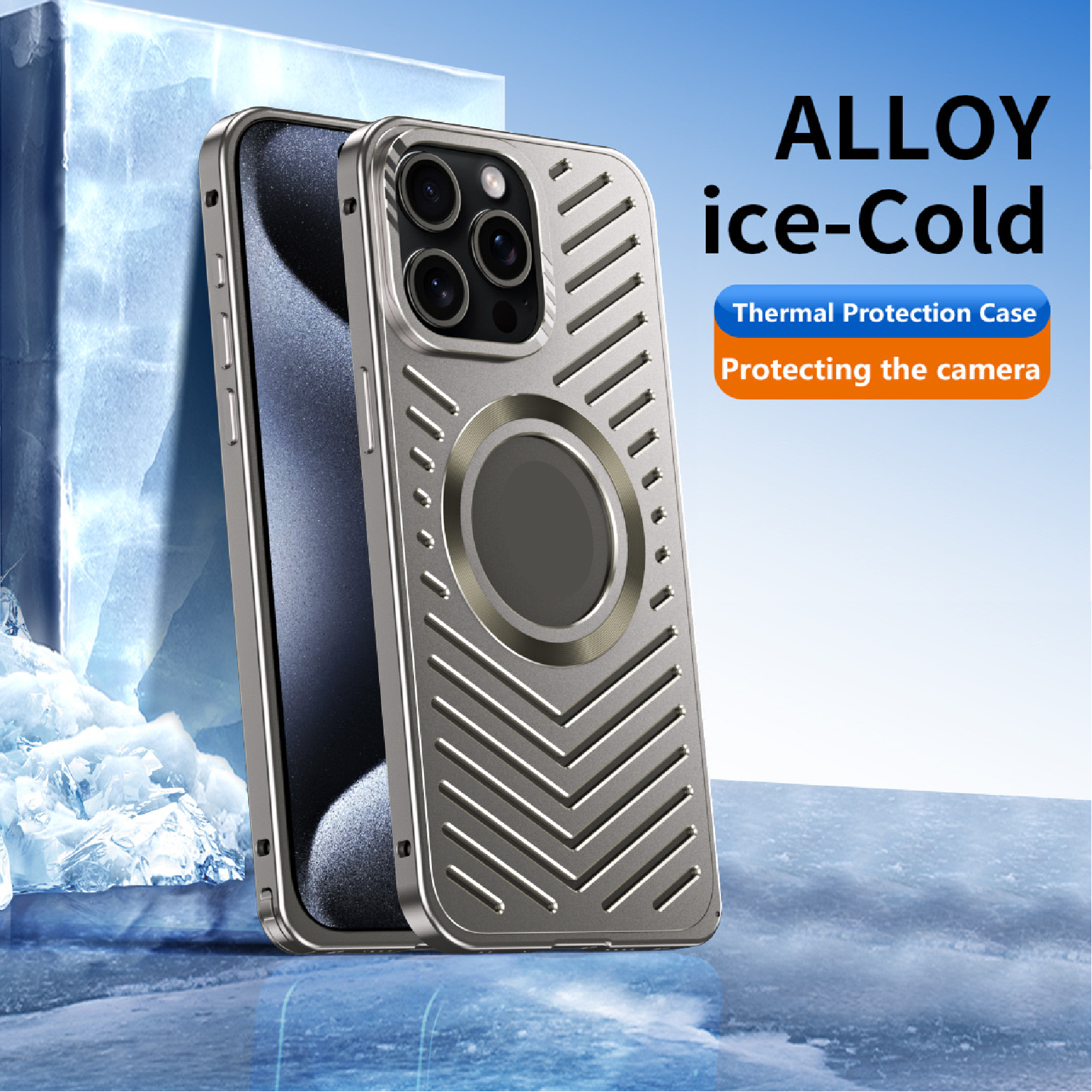 Ice-dazzling buckle heat dissipation magnetic metal phone case