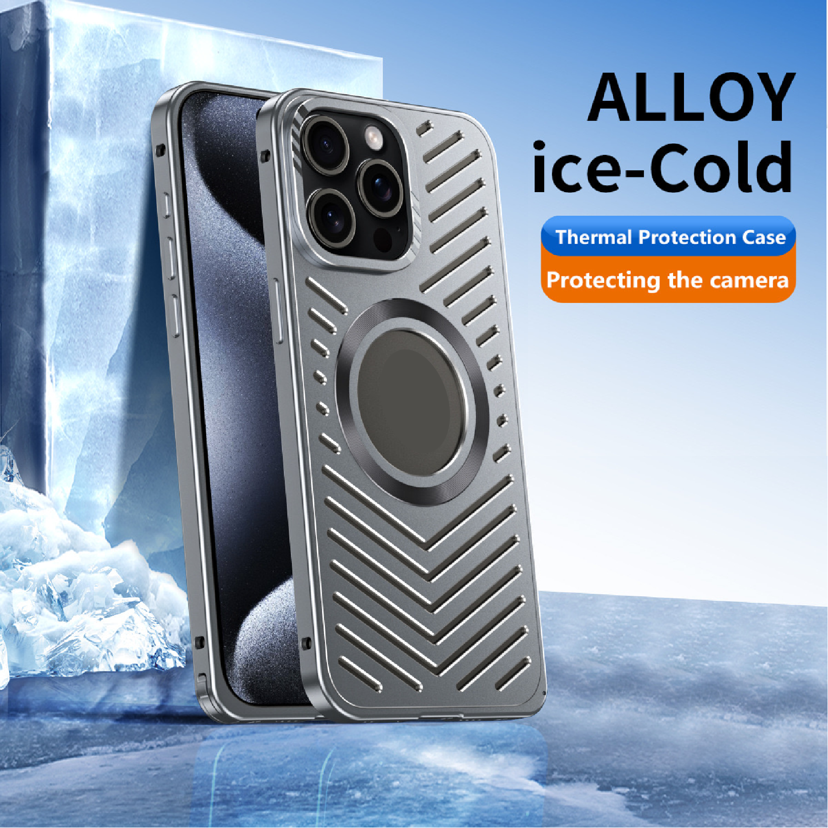 Ice-dazzling buckle heat dissipation magnetic metal phone case