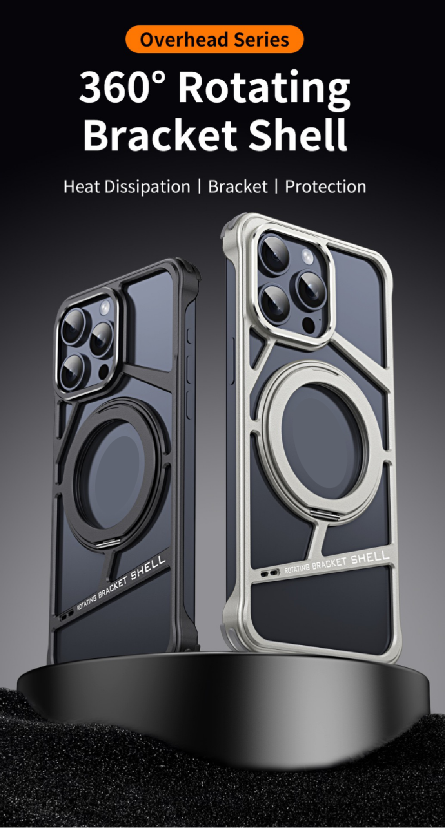 Magnetic Heat Dissipation Metal Rotating Stand Phone Case