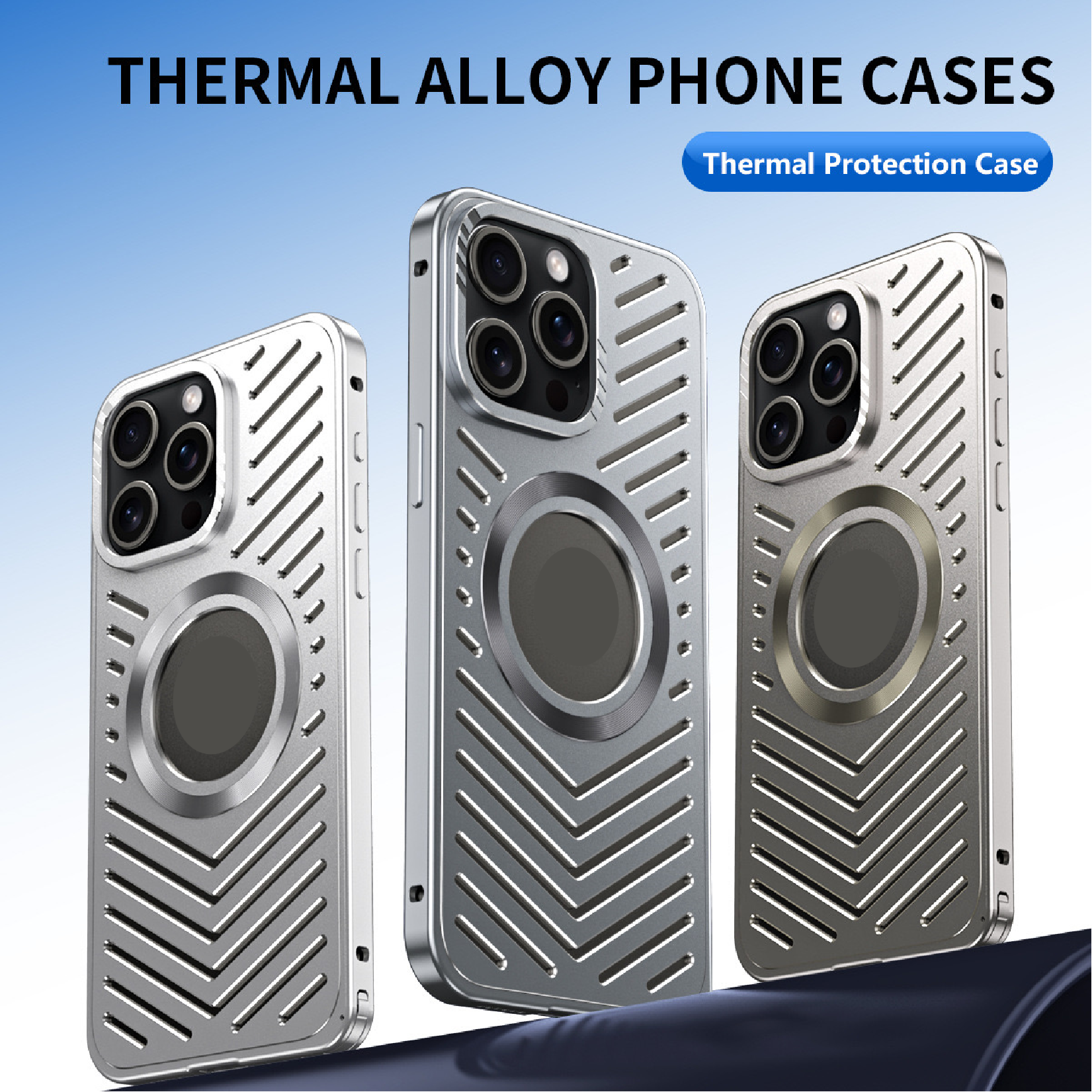 Ice-dazzling buckle heat dissipation magnetic metal phone case
