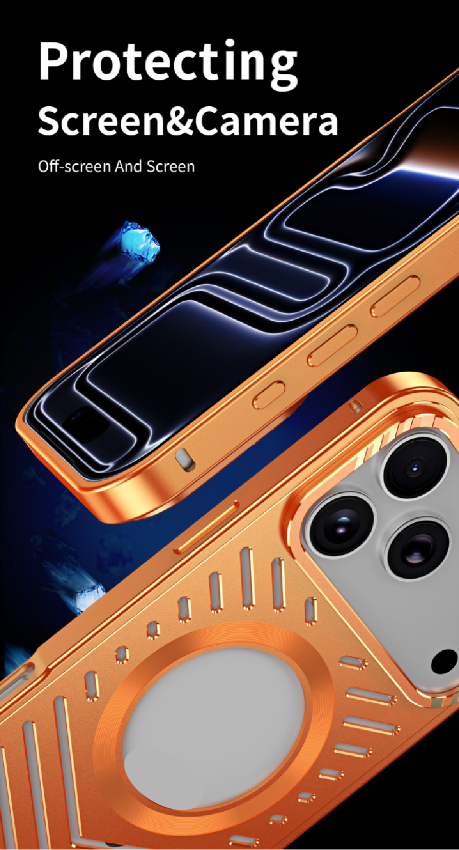  Ice-dazzling Magnetic Metal Buckle Heat Dissipation Phone Case